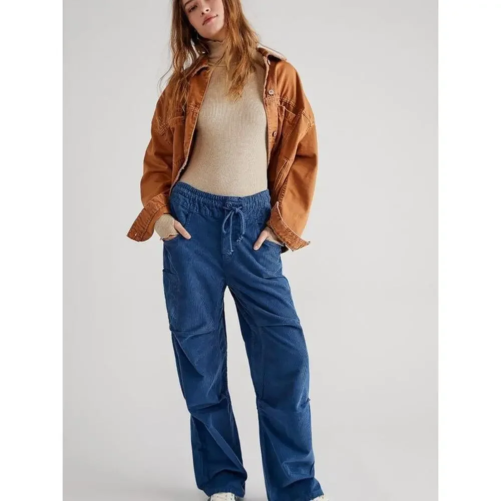 NWT Free People Modern Love Pull-On Cord Jeans $148 SMALL Blue